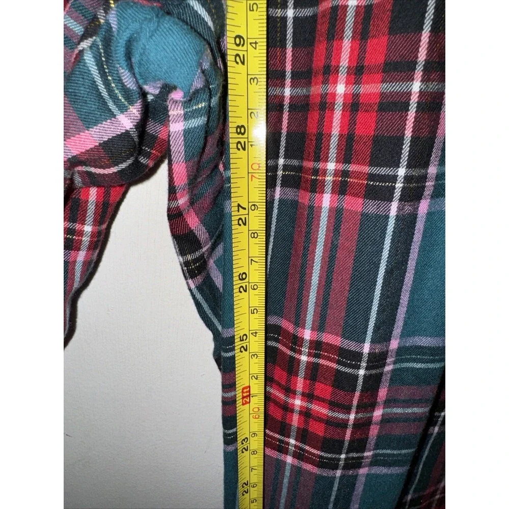 Victoria's  Secret Flannel Pajama 2 Pc Tartan Holiday Plaid Gold Cozy Warm Sz L